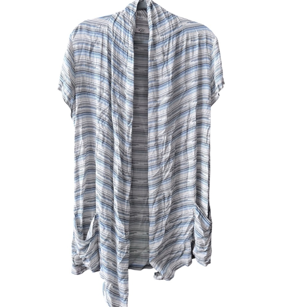 UGG Blue and Gray Patterned‎ Lightweight Short Sleeve Tunic/Short Duster, Small